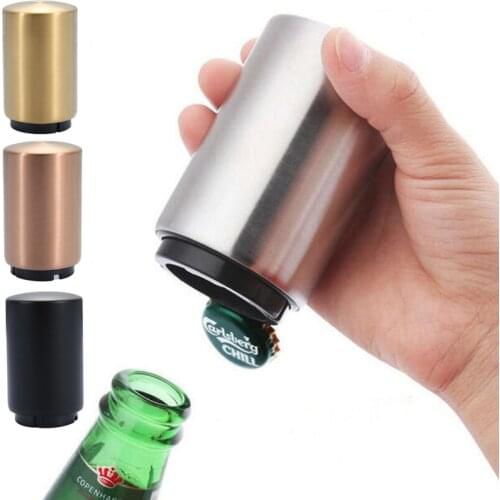 Automatic Beer Bottle Opener,Magnet Beer Opener,Stainless Steel Push Down Opener Wine Beer Soda Cap Opener Kitchen Accessories