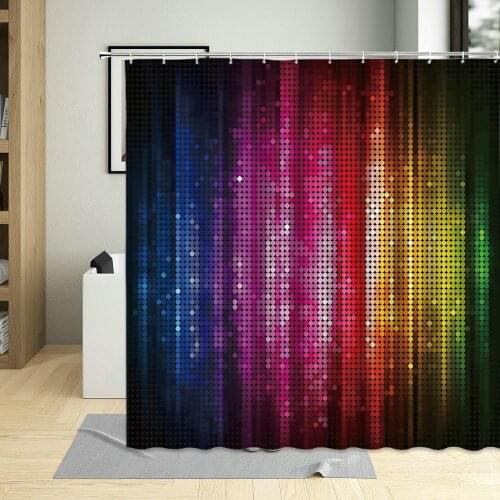 Golden Bokeh Shiny Shower Curtain Glitter Polka Dots Sparkle Abstract Bathroom Curtains Waterproof For Art Decor With Hooks