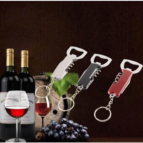 1piece Creative Keychain Beer Bottle Opener Stainless Steel Multifunctional Handle Opener Portable Wine Beer Opener Gift Tools
