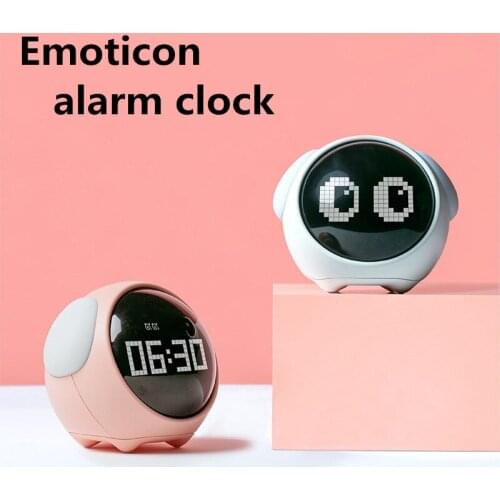 Emoticon Alarm Clock LED Smart Digital Clock Childrens Sleep Trainer Wake Up Light & Night Light Kids Birthday Gifts