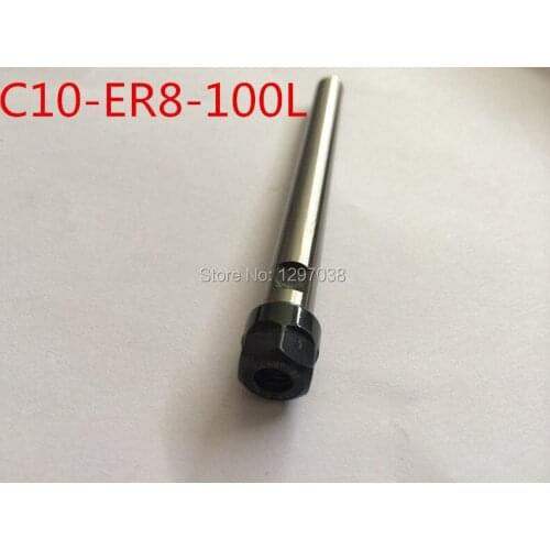 C10-ER8A-100L Shank diameter 10mm Collet Chuck Holder Extension Straight Shank 100mm for ER8 Collet with ER8 A Type Nut
