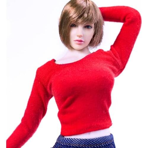 1/6 scale Round collar Long sleeves T-shirt Clothing for 12in action figure toy