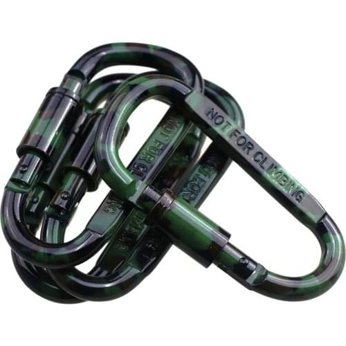 4Pcs 8CM D Type Carabiner Aluminum Alloy Spray Paint Camouflage Carabiner Buckle Key Ring Tactical Hanging Bag Buckle