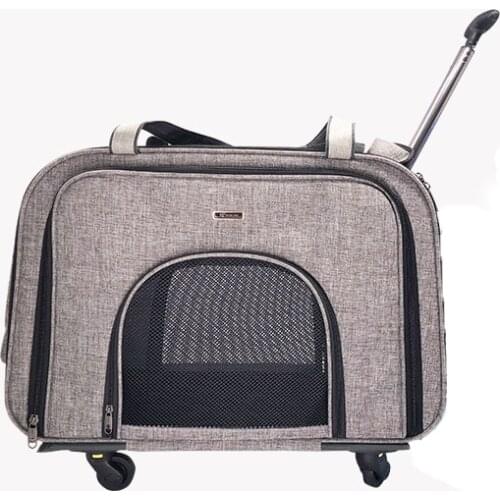 Pet stroller trolley box small and medium dog four-wheeled breathable outing package mute cat portable luggage supplies