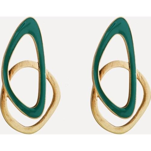 Korean Green Oil Drop Earrings Geometry Alloy Simple Beautiful Earrings For Women Girl Fashion Jewelry Accessories
