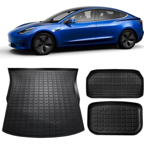 For Tesla Model Y Front Trunk Mat Accessories All Weather Trunk Mat Waterproof Rear Cargo Mat 3D TPE Heavy Duty Floor Mats