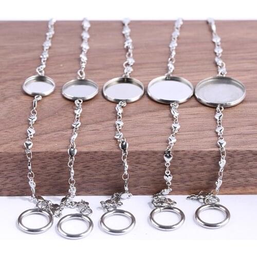 Reidgaller 5pcs Fit 12mm 14mm 16mm 18mm 20mm Round Cabochon Bracelet Base diy stainless steel bezel bracelets blank trays