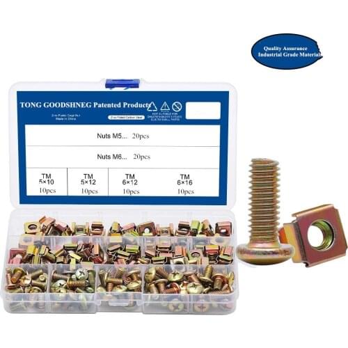 M5 M6 Cage Nut Screw Cage Nut and Mushroom Head Machine Screw Zinc-plated for Server Rack Cabinet Furniture Home Hardware