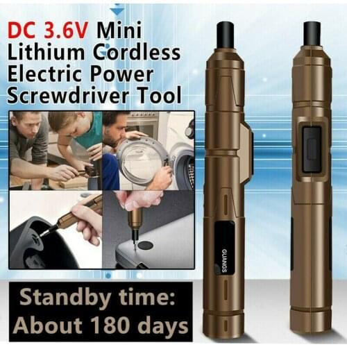 Mini Cordless Electric Screwdriver with 10 1/8inch Bits DC 3.6V 1300mAh Electric Power Screwdrivers USB Charger Pen Shape Design