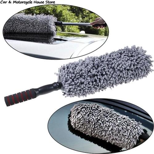 Microfiber Long Handle Dust Wax Washable Drag Wax Shan Washer Car Cleaning Brush Auto Window Duster Retractable Stainless Steel
