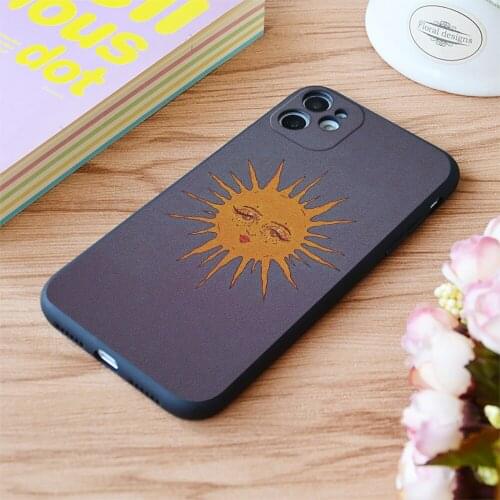 For iPhone Aesthetic Sun Print Soft Matt Apple iPhone Case 6 7 8 11 12 Plus Pro X XR XS MAX SE