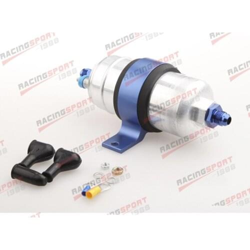 External Fuel Pump 044 For Bosch+Billet Bracket Blue+8AN Inlet 6AN Outlet Blue