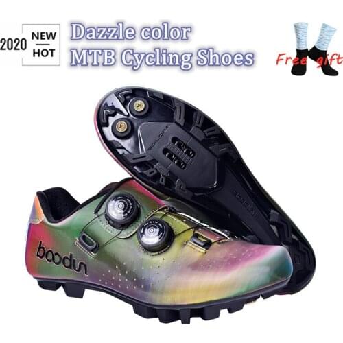 2020 New mtb cycling shoes outdoor riding professional bicycle sneakers dazzle color ultralight breathable self-locking shoes
