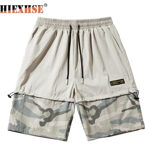 2021 Summer New Shorts Men Casual Brand Patchwork Camouflage Soild Streetwear Hiphop Tactical Cargo Harem Pants Mens Shorts