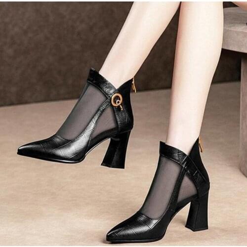 Shoes Women Slippers New Spring Summer Sandals Womens Summer Heel High Heel Zipper Sandales Femmes