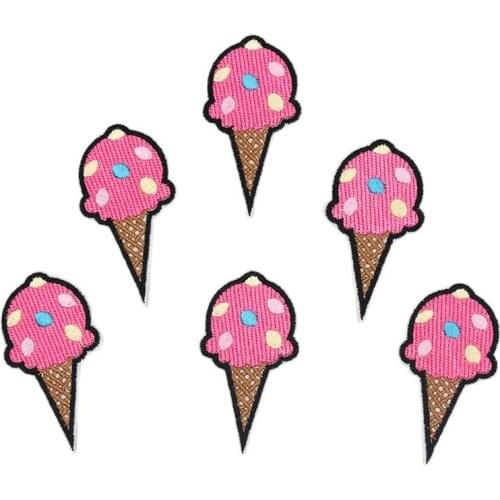 10pcs/lot Iron On Cartoon Ice Cream Patches for Girl Clothes Repair Sewing Fabric Cake Appliques Diy Handmade Patches Coat Badge