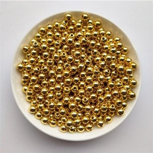 3/4/5/6/8/10/12mm Plating Plastic Beads Smooth Round Spacer Loose Beads for DIY Jewelry Making Crafts Decoration