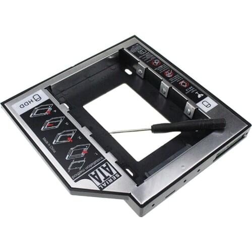 Plastic Aluminum Universal SATA 3.0 2nd HDD Caddy 12.7mm for 2.5" 1TB SSD HDD Case Enclosure +LED for Notebook ODD DVD/CD-ROM