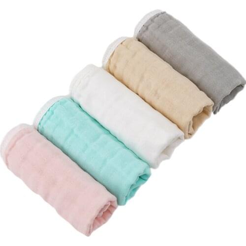 5 pcs Baby Cotton Towel 28*28 cm 6 Layers Children Muslin Bath Towel Soft Gauze Face Towel Dishcloth