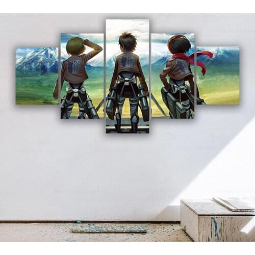 Anime Attack on Titan Poster AOT Poster Mikasa Eren Armin Print on Canvas Painting Wall Art for Living Room Decor Boy Gift