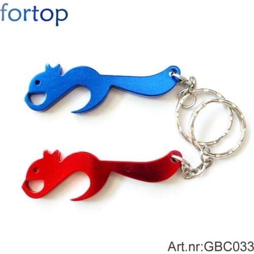 Squirrel shape promotion and adversting gift /aluminum alloy animal bottle opener /opener key rings/laser engraving logo