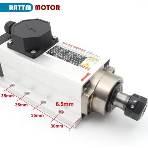 Square Quality 2.2KW 220V ER20 Air Cooled Lathe Spindle Motor 6A 4 Ceramic Bearing Runout-off 0.01mm