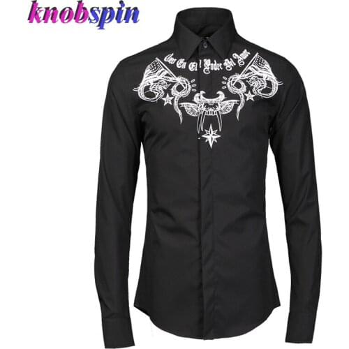 Europe Fashion Print Shirt men 2019 long sleeve brand clothing mens Camisa high quality 80% Cotton Slim Casual Shirts male
