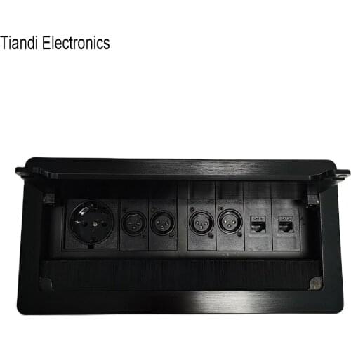 Desktop socket wire box/aluminum alloy material Office meeting room information box socket 2 Network/4 XLR EU power