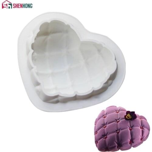 SHENHONG Elegant Love Heart Pillow Silicone Cake Decorating Mold For Baking Mould Dessert Mousse Pastry Pan Bakewar bakvormen
