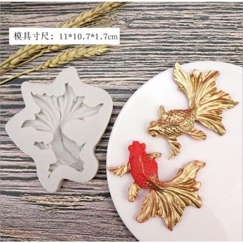 Silicone Fondant Resin Mold Koi Goldfish Plaster Glue Tools Kitchen Baking Accessories Hot Sale