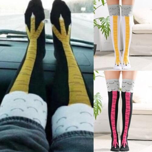 USA Funny 3D Chicken High Socks Creative Cartoon Animal Thigh Women Men