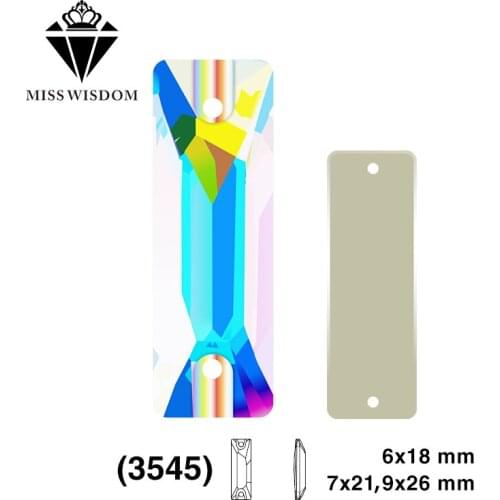 6X18mm/7X21mm/9X26mm New product high quality flat glass double hole sew-on rhinestones Straight strip ABcolor diy accessories