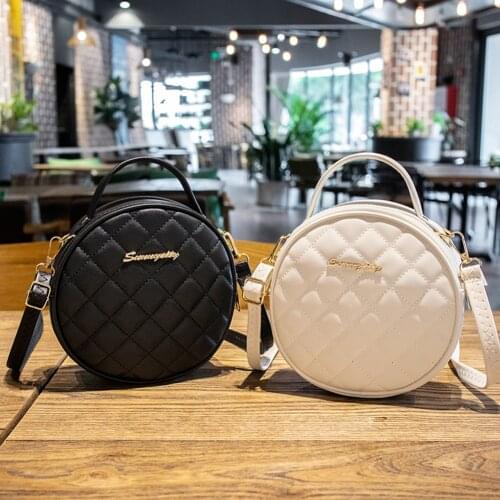 Women Round Handbags New High Quality PU leather Crossbody Bags Female Wallet Diamond Messenger Bags Chain Shoulder Bags