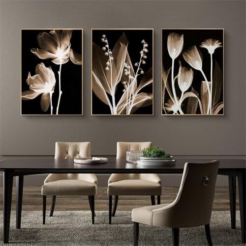 Light Flowers in the Dark Canvas Art Posters Nordic Art Flowers Canvas Paintings on the Wall Art Pictures Home Wall Decoration