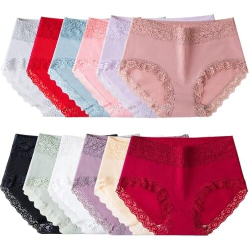 12pcs Womens panties cotton comfortable lace briefs soft fashionable female underwear high quality wholesale high quality