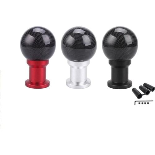 Universal Car Carbon Fiber Aluminum Gear Shift Knob Shifter Lever AT MT