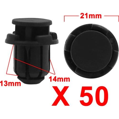 X Autohaux 50Pcs Black Car Bumper Rivets Plastic Push Clips Fasteners 14Mm Hole Dia