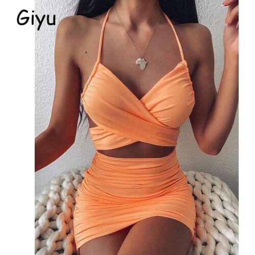 Giyu Sexy Summer Bandage Dress Women Spaghetti Strap V Neck Backless Hollow Ruch Bodycon Mini Dresses Casual Club Party Robe