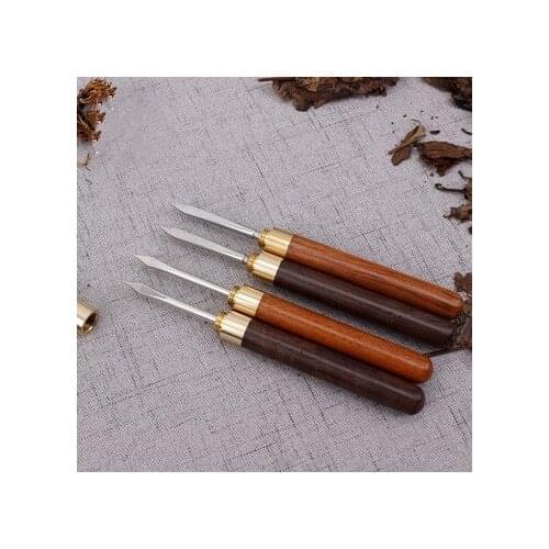 1pc trumpet ebony ChaZhen dao pu 'er tea Sandalwood Tea Knife Needle Pick With Wood Handle Puer Tea Tools Cone Needle
