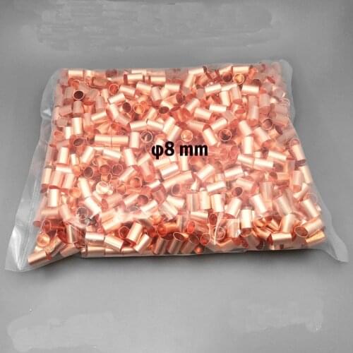 1000PCS 35mm2 GT-35 φ8 mm Copper connecting pipe wire joint small copper tube Copper Connection Tube Wire Connect