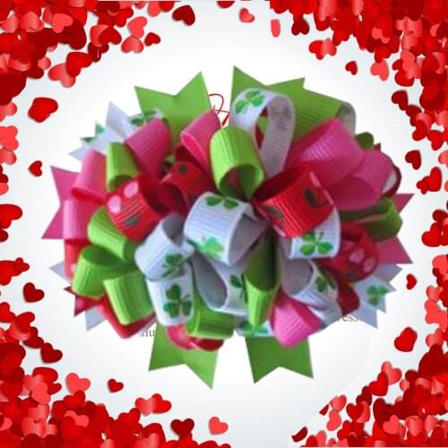 14 PCS FASHION BLESSING Girl Boutique 4.5" Loopy Puffs Fireworks Hair Bows Clip