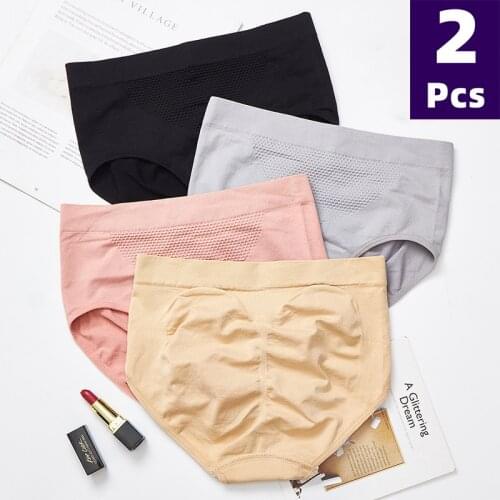 2 Pieces Womens Warm Underwear Sexy Panties Seamless Body-Shaping Briefs Fertilizer To Increase High Waist Underwear
