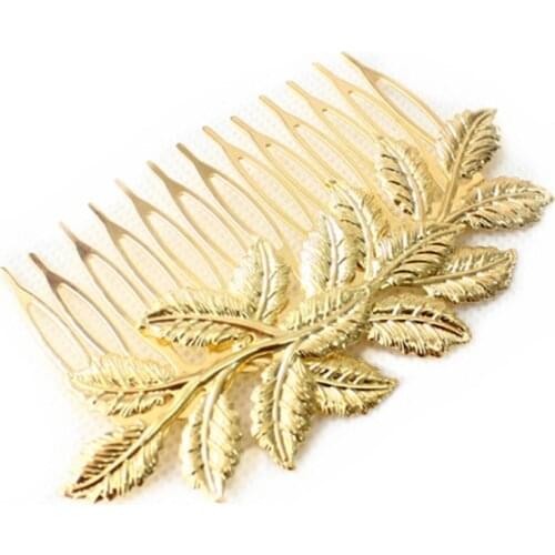 2021 Limited Bride Tiara De Noiva Europe And The Adorn Article Combs Hair Fork Inserted Multilayer Leaves Golden Comb Cf094