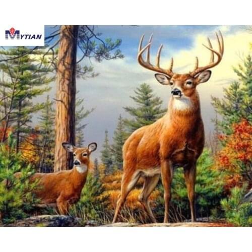 5D Diamond Painting Deer In The Forest Drawing Full Rhinestones China Mosaic Home Decrative Cross Stitch