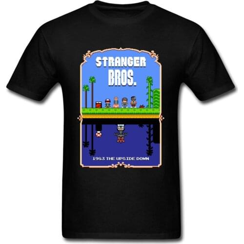 Big Discount 100% Breath Cotton Tee Shirt Stranger Bros 90 Cartoon Funny T Shirts For Student Best Gift Tshirt Stranger Things