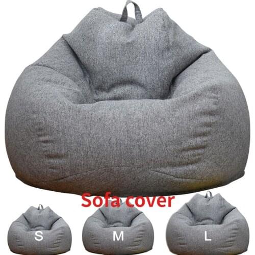 Large Small Lazy Sofas Cover Chairs without Filler Linen Cloth Lounger Seat Bean Bag Pouf Puff Couch Tatami Living Room Beanbags