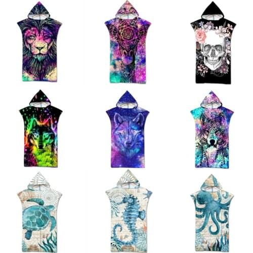 Microfiber quick dry Bath Towels hooded Beach Towel poncho Changing Bathrobe Cloaks Hooded Swimming Pool Gym Fitness Bath Towels