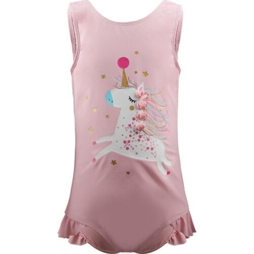 Julysand Swimwear Girls Unicorn Cartoon Printed Kids BathingSuit Skin Care 50+ UPF One Piece Swimsuit for Children