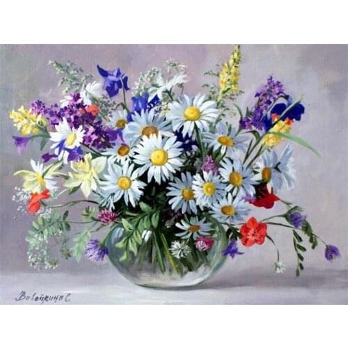 Flowers European Style DIY Embroidery 11CT Cross Stitch Kits Needlework Craft Set Printed Canvas Cotton Thread Dropshipping