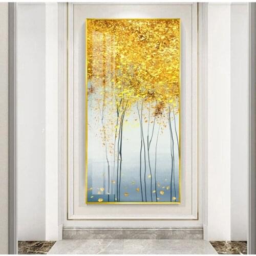 Nordic style Autumn Golden tree leaves Modern Nordic style Decorative Canvas Wall Art Posters for porch Living Room office decor